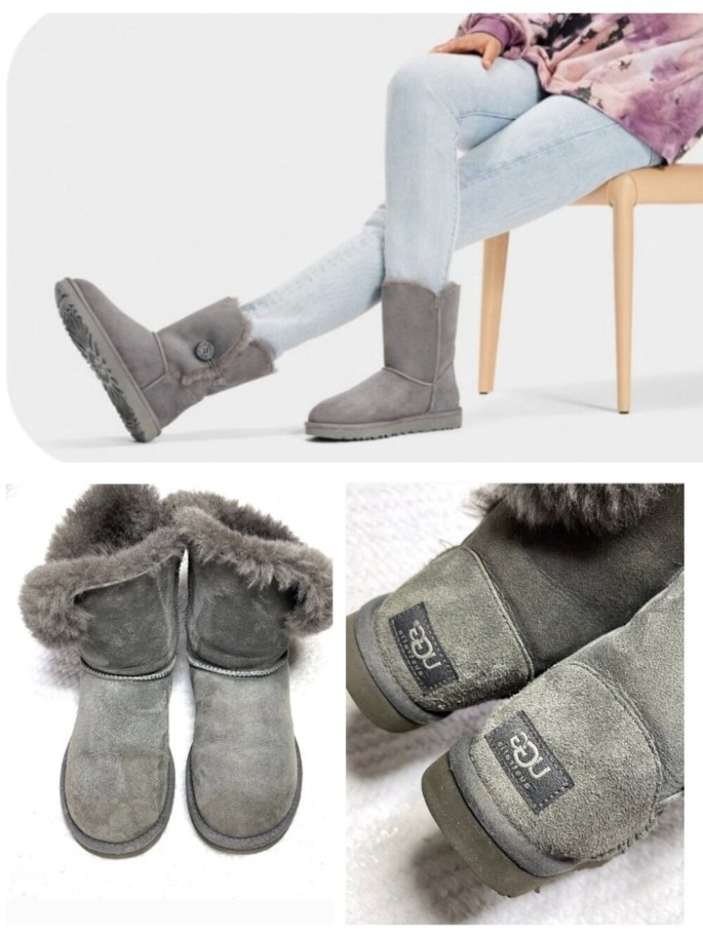 UGG Sheepskin gray Bailey Button Boots